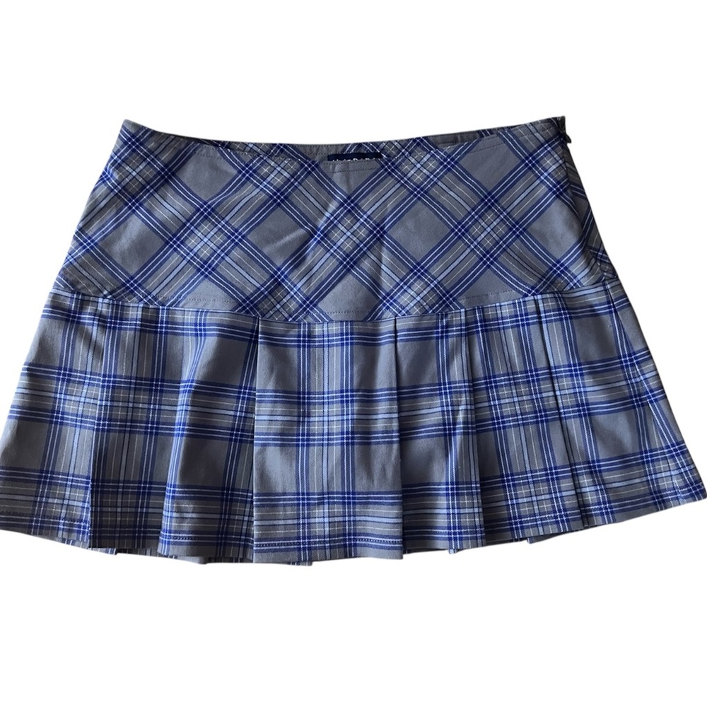 Limited Too Blue and Gray Plaid Pleated Mini Skirt Sz 12.5